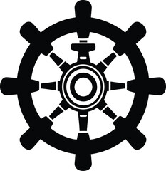 Black Ship Wheel Vector PNG Illustration for Nautical and Maritime Designs