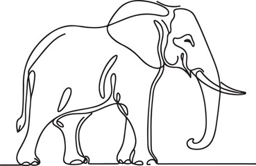 Elephant Line Drawing Vector Art. Modern Minimalism