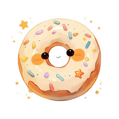 Cute chubby donut with sprinkles on digital illustration playful concept art