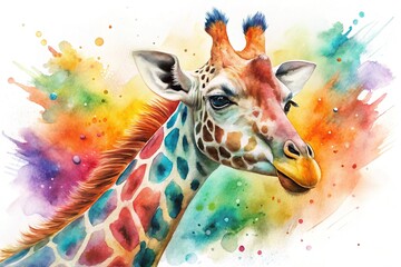 Watercolor Giraffe Painting, Artistic Animal Art