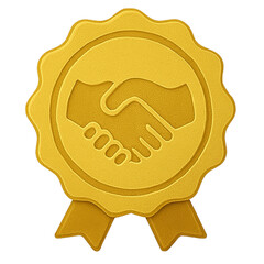 Gold Referral Reward Badge with Handshake Icon


