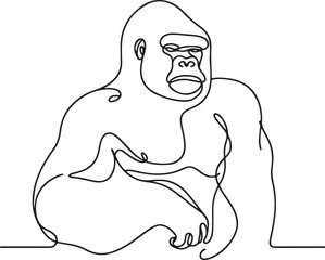 Gorilla Vector Art with Simple Line Design