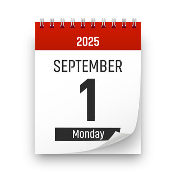 Date 1 September 2025 year realistic calendar day page design. September 1 transparent png