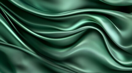 Obraz premium Smooth emerald green silk fabric with soft flowing texture