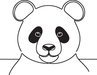 Minimalist Line Drawing of a Panda - Vector Art Illustration