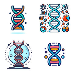 DNA structure illustrations in colorful style with scientific elements  