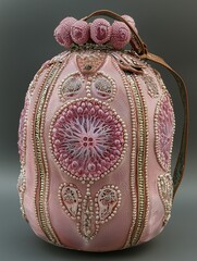 Exquisite Pink Beaded Handbag: A Masterpiece of Artisan Craftsmanship
