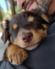 Sweet Dreams, Puppy Love: A Close-Up of a Sleeping Pup