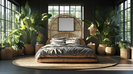 Serene Tropical Bedroom Oasis: A Luxurious Bohemian Retreat