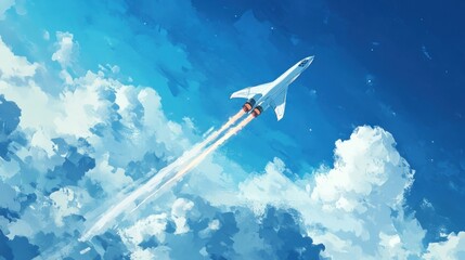 Fototapeta premium Supersonic Jet Soaring Above Clouds