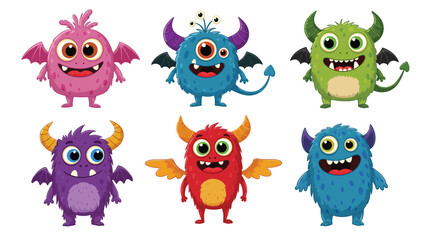 Obraz premium Happy Little Creatures – Cartoon Monster Friends