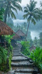 Misty Mountain Steps in Bali: A Serene Tropical Escape