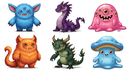 Naklejka premium Playful Monsters Collection – Cute and Colorful Set