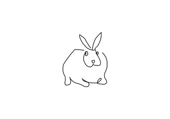 Simple line art illustration of a rabbit, representing cuteness, agility