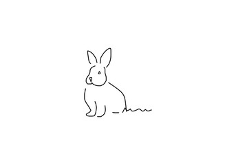 Simple line art illustration of a rabbit, representing cuteness, agility