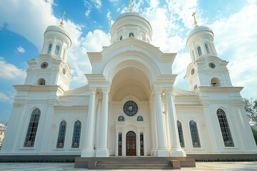 Majestic White Cathedral Under a Blue Sky