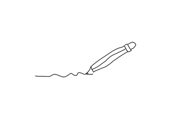 minimalist line art illustration of a pencil writing, symbolizing creativity
