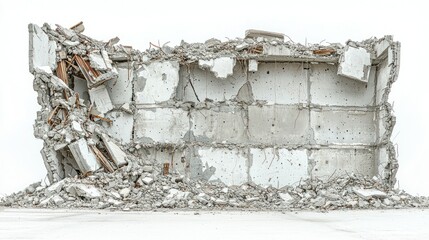 Demolished Concrete Structure: A Gray Scale Panorama of Urban Decay