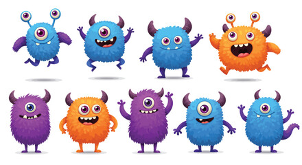 a set of cute monster character