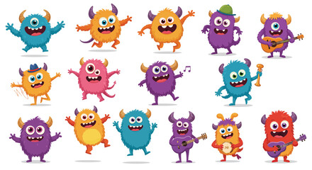 a set of cute monster character