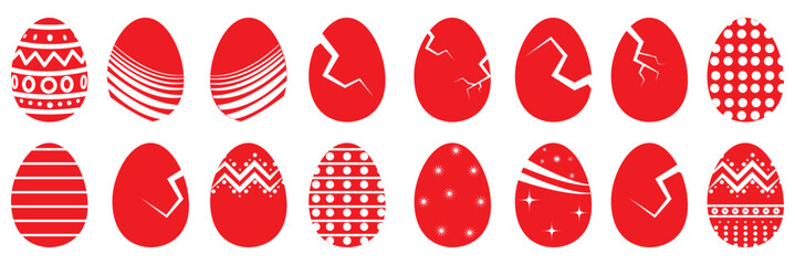 Easter Egg Vector. Set of color ester eggs. Vector set of easter eggs, silhouette. Easter day element set. Vector illustration of egg.