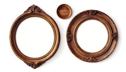 Vintage wooden frames with an empty circular sign, perfect for showcasing your creative mockups.
