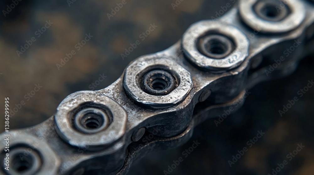 Aufkleber closeup of old rusty chain lying on greasy surface