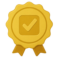 Gold Task Completion Badge with Checkmark Icon

