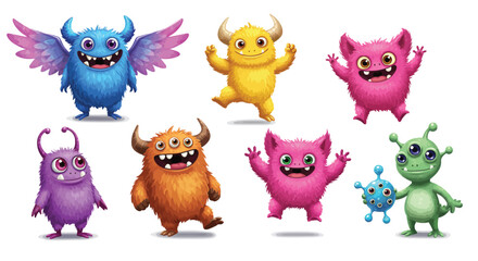 Naklejka premium a set of cute monster character