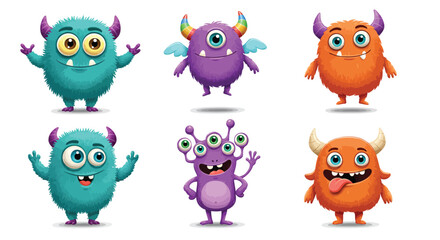 a set of cute monster character