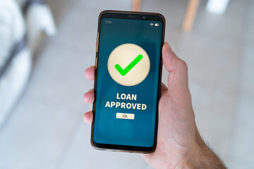 Loan approved notification on smart phone.