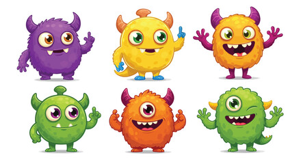 a set of cute monster character