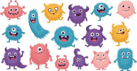 Fototapeta premium set of funny cartoon cute monster