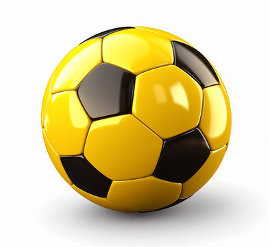 soccer ball yellow black isolated