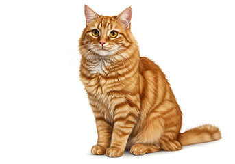 Obraz premium A digital painting of an orange tabby cat sitting against a white background