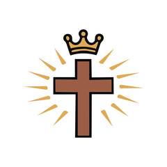 Minimalist cross with a glowing light behind it, on a white background.