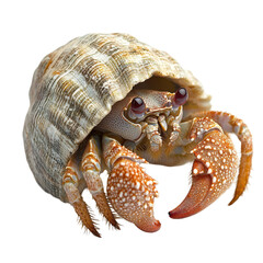 Hermit Crab in Seashell Ocean Creature Wildlife Nature, isolated on transparent background