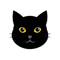 black cat with yellow eyes