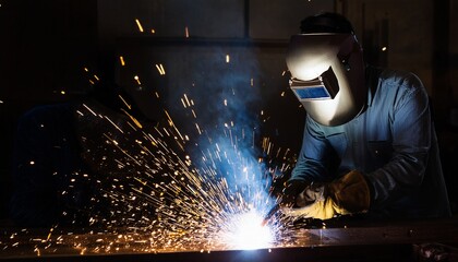 A worker doing welding work