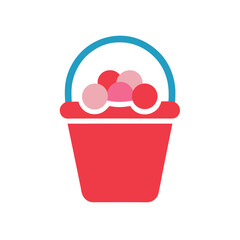 red bucket with a heart