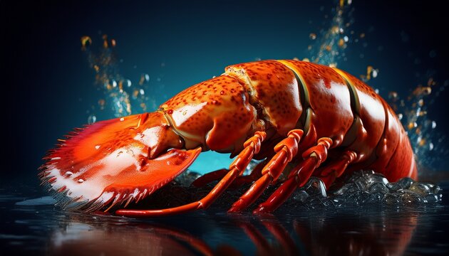 the image showcases a cooked lobster tail revealing the succulent meat encased by its shell ready to eat