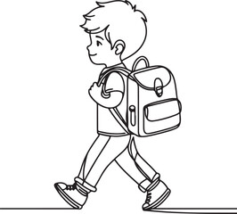 Back to School. Cute Little Boy with Backpack Vector Illustration