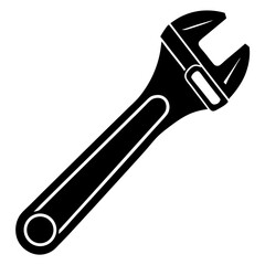 Obraz premium Wrench Silhouette Black Vector – Editable Graphic for Tool Design