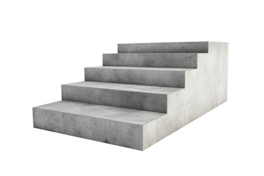 Concrete stairs on an isolated transparent or white background