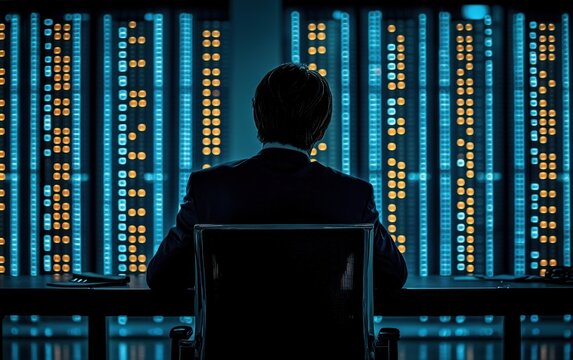 Businessman in control room