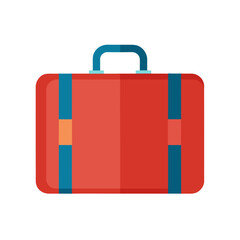 red suitcase isolated on white background