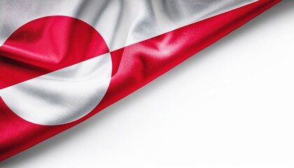 Greenland national flag gently waving against a light background