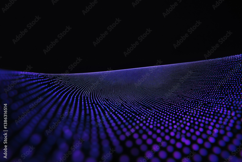Poster data stream wave: an artistic representation of data flow, showing a shimmering wave of interconnect