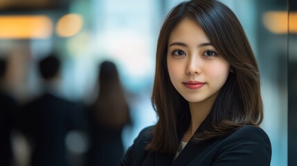 Naklejka premium Confident asian female young adult professional in business attire indoors