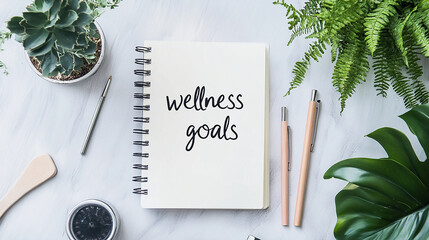 Open notebook with wellness goals written in simple
